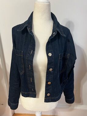Zara Dark Blue Denim Jacket - Women's Button-Front Jean Coat